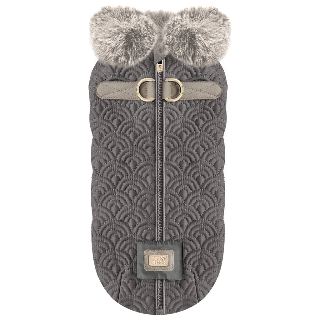 Anastasia grey fur harness coat