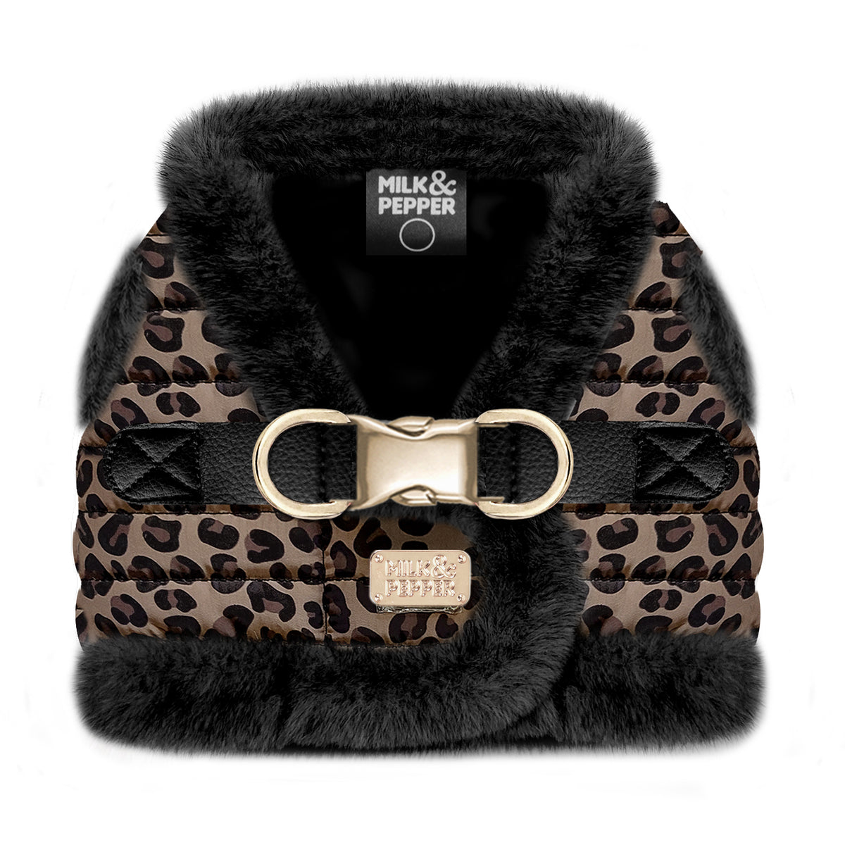 Leopard fur dog harness