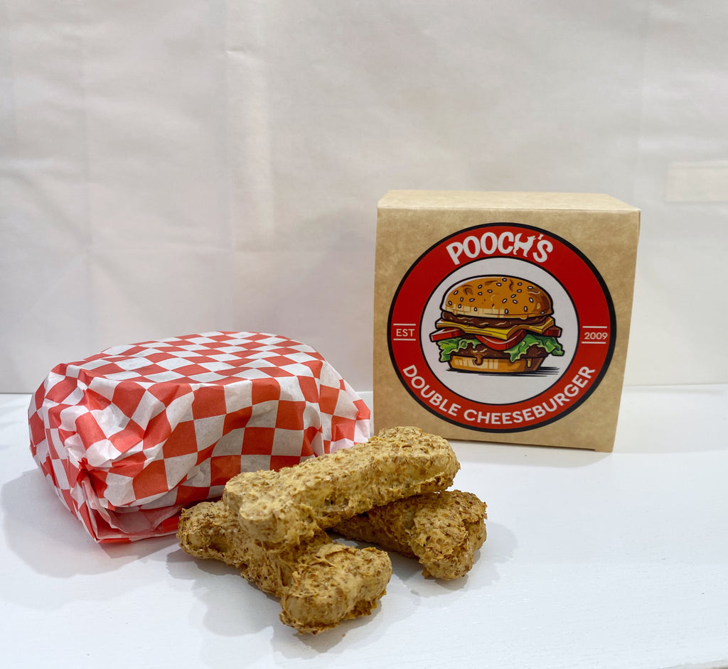 Pooch’s Double Cheeseburger dog biscuits