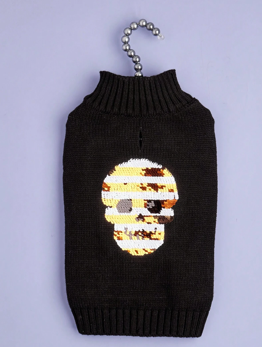 Halloween sequin Skull sweater