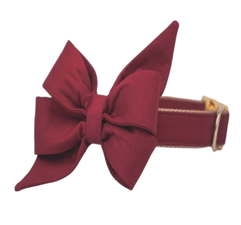 Crimson Belle bow dog collar