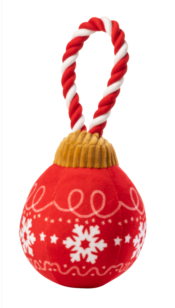 Christmas bauble rope red dog toy