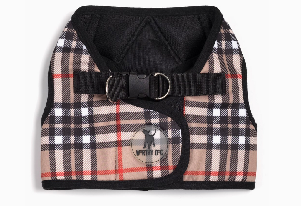 London plaid Harness worthy dog