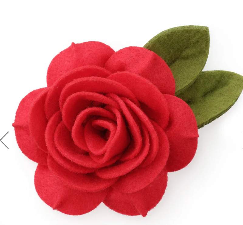 Red Rose Dog Collar Flower