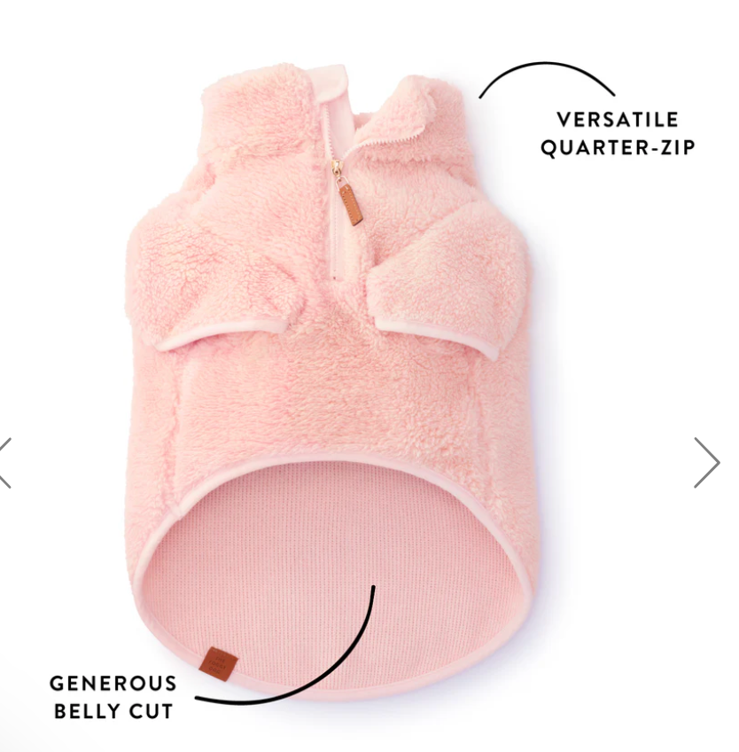 Pink Quarter-Zip Sherpa Dog Jacket