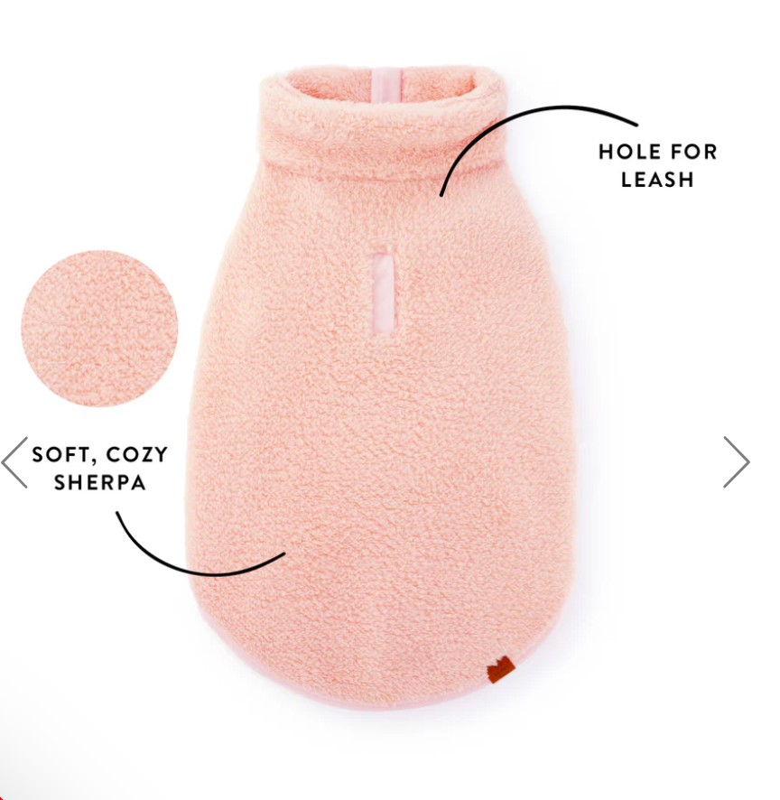 Pink Quarter-Zip Sherpa Dog Jacket