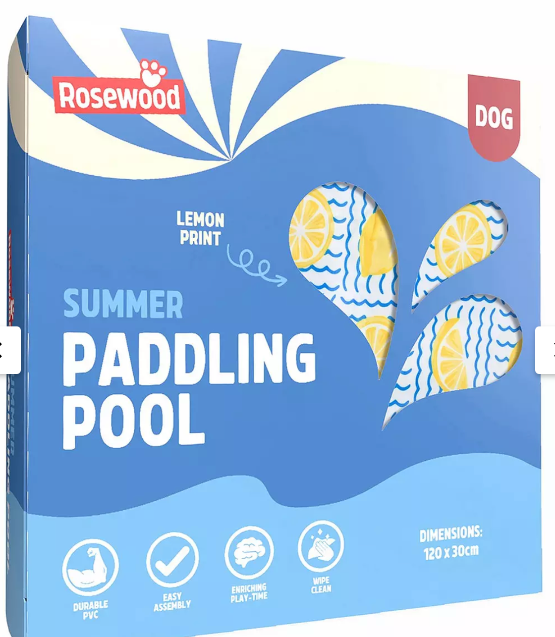 Dog paddling pool lemon
