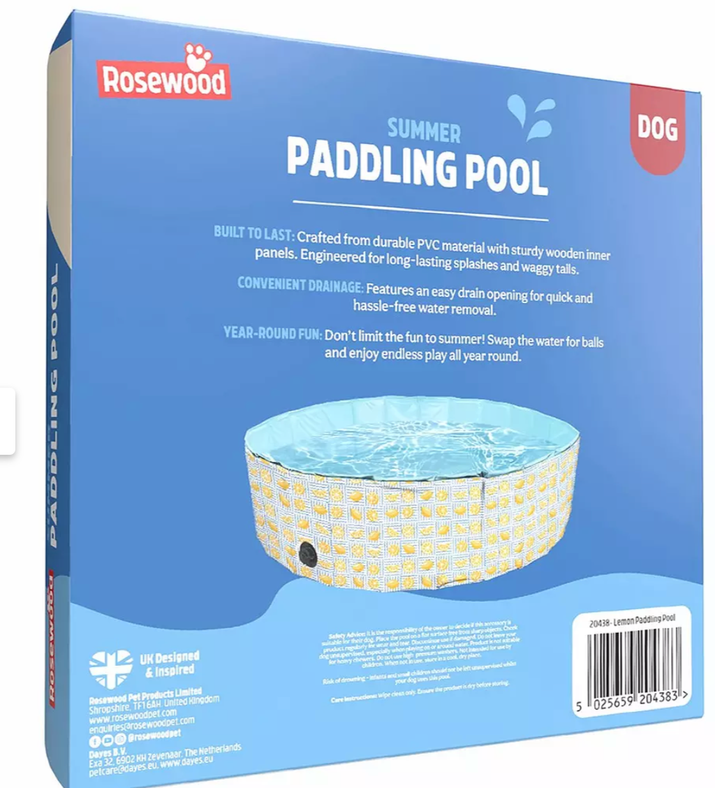 Dog paddling pool lemon
