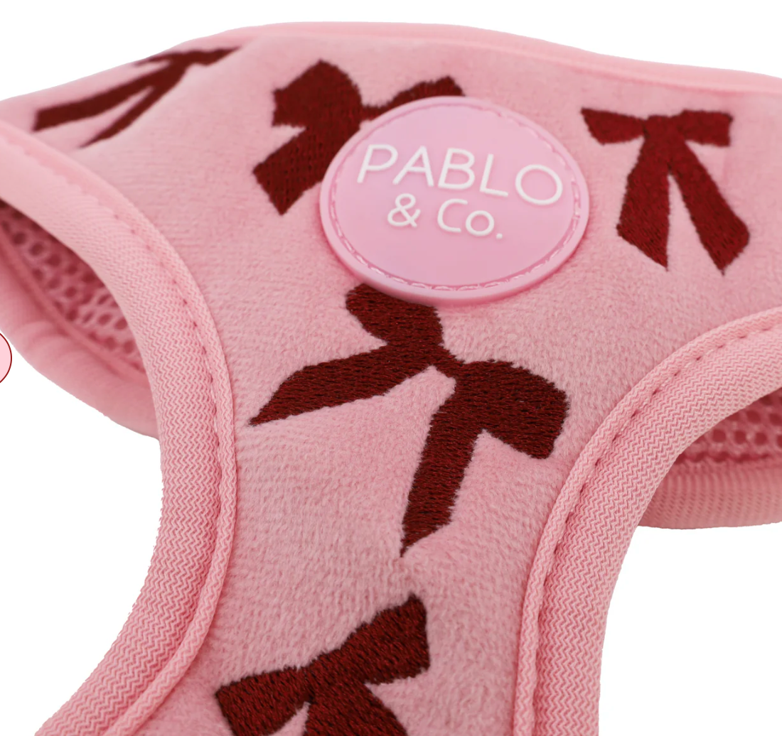 Velvet Blush Bows adjustable dog harness