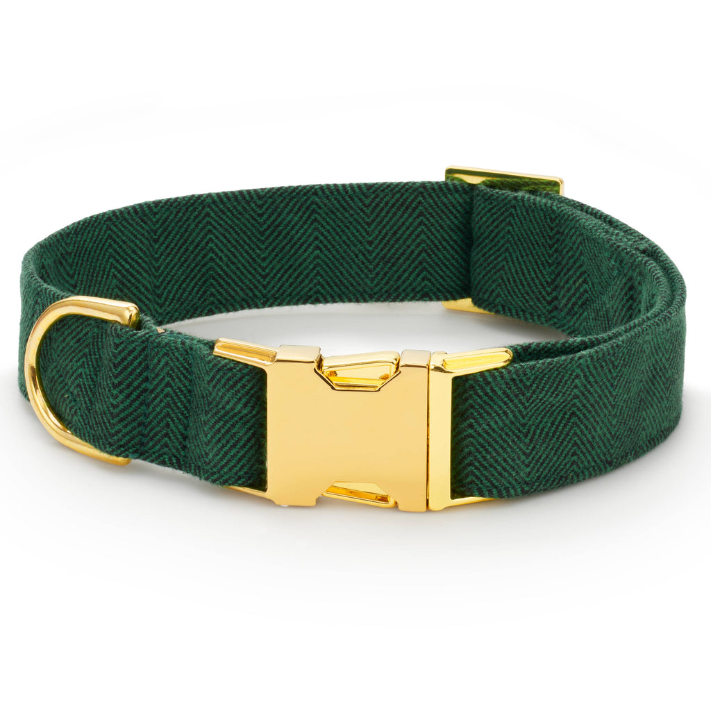 Evergreen Herringbone Dog Collar