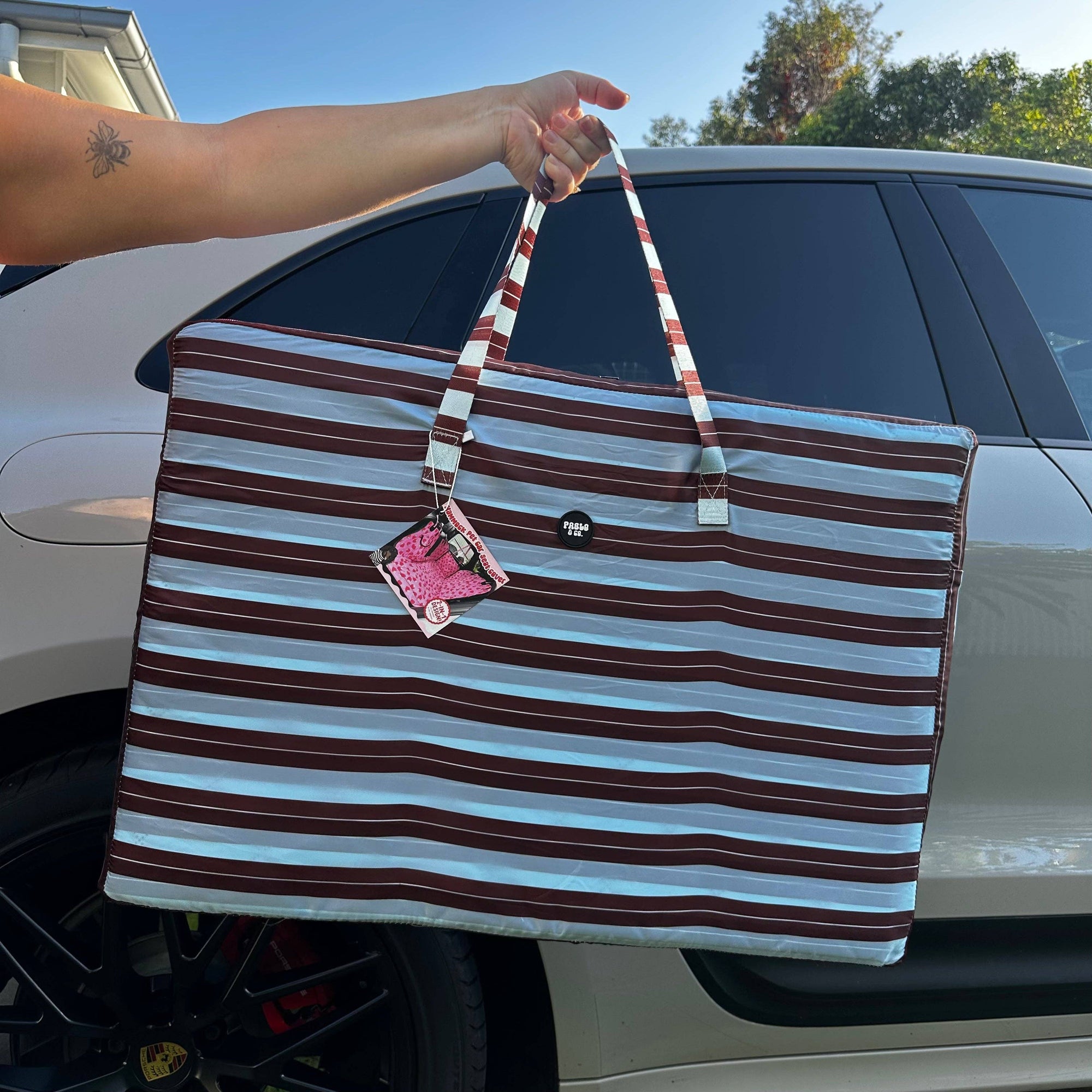 Sunday Stripes: Deluxe Hard Base Hammock Car Seat Cover