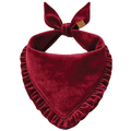 Burgundy Velvet Ruffled Dog Bandana