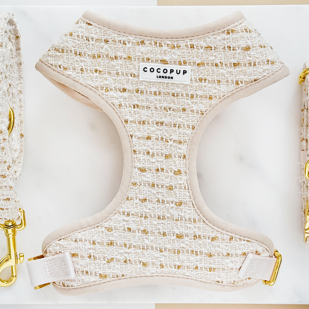 Vanilla Textured Tweed Adjustable Neck HARNESS