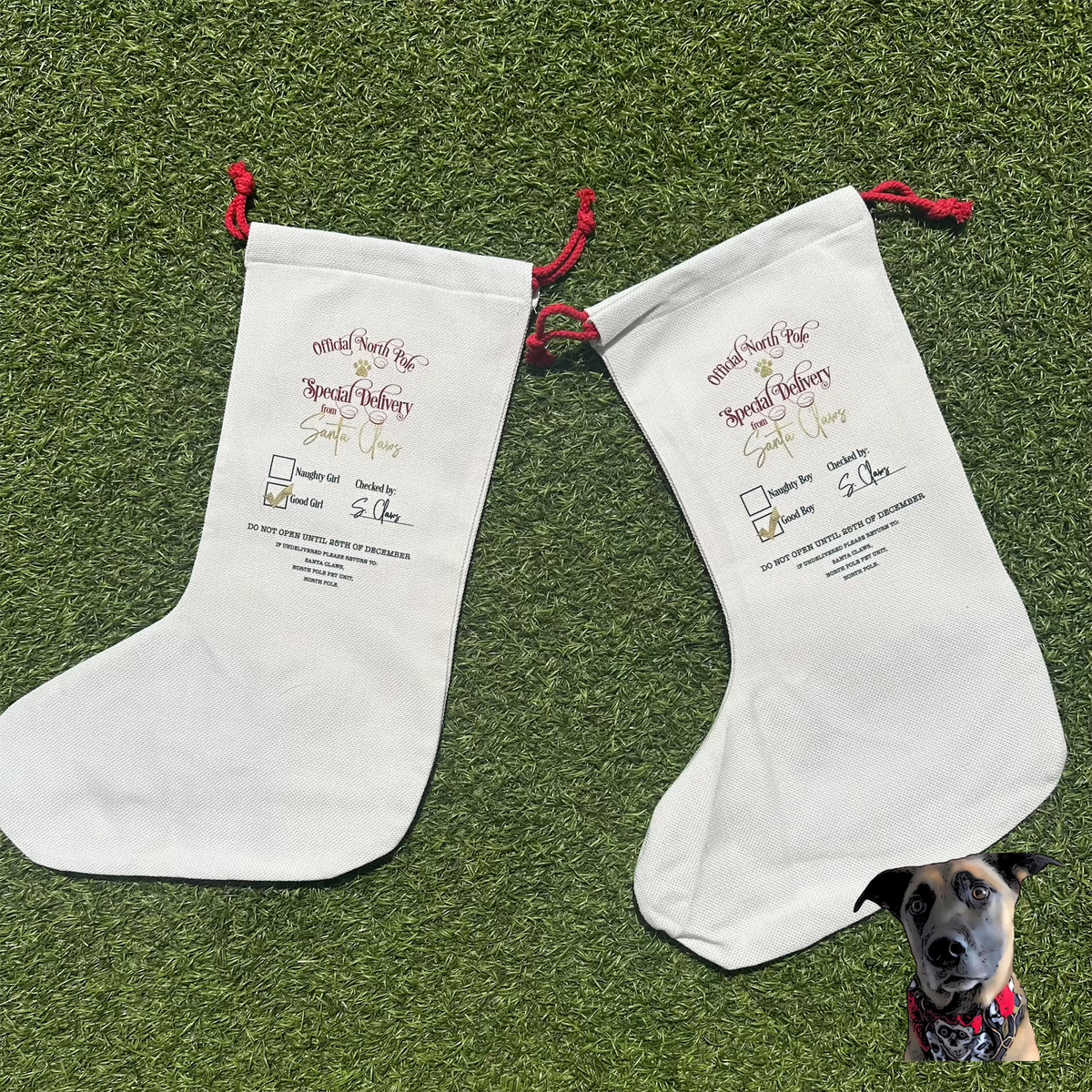 Pet Stocking/Santa Sacks - Santa Paws/Claws - Good Boy/Girl