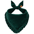 Forest Green Velvet Ruffled Dog Bandana
