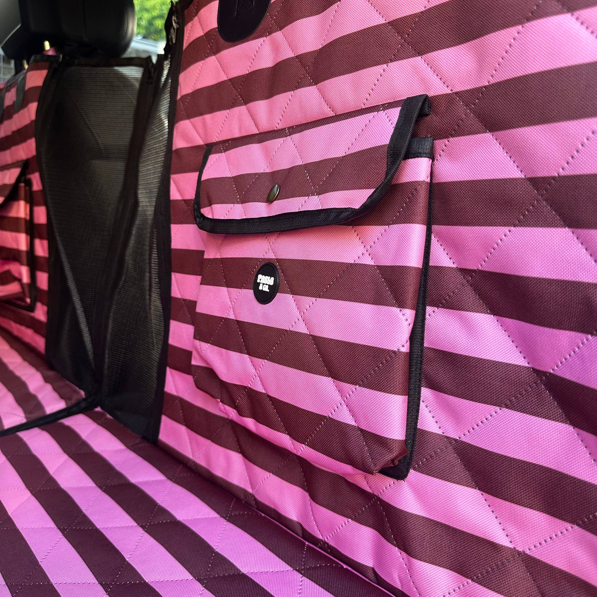 Blushing Stripes: Deluxe Hard Base Hammock Car Seat Cover