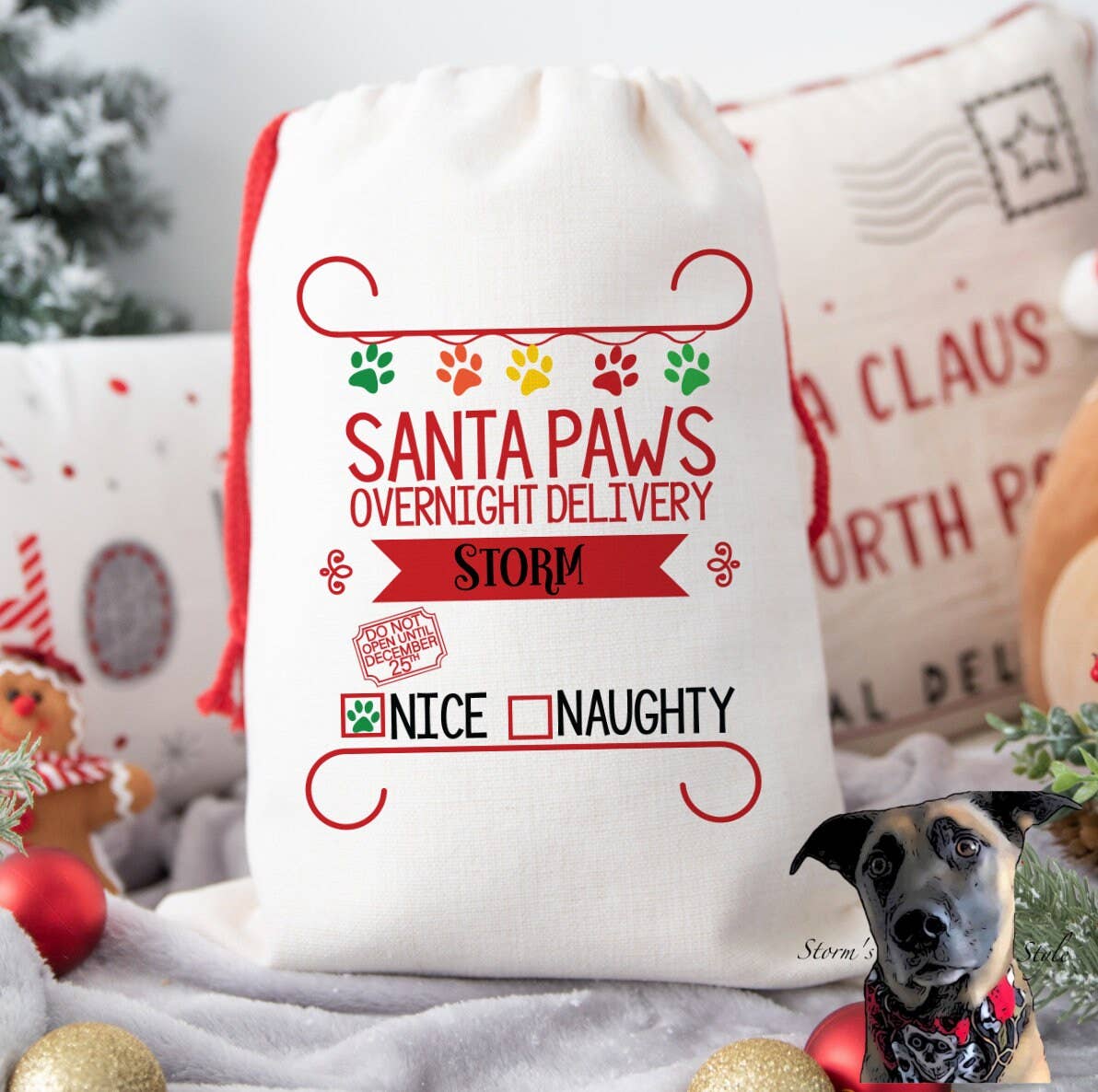 Personalised Pet Stocking Or Santa Sacks - Santa Paws