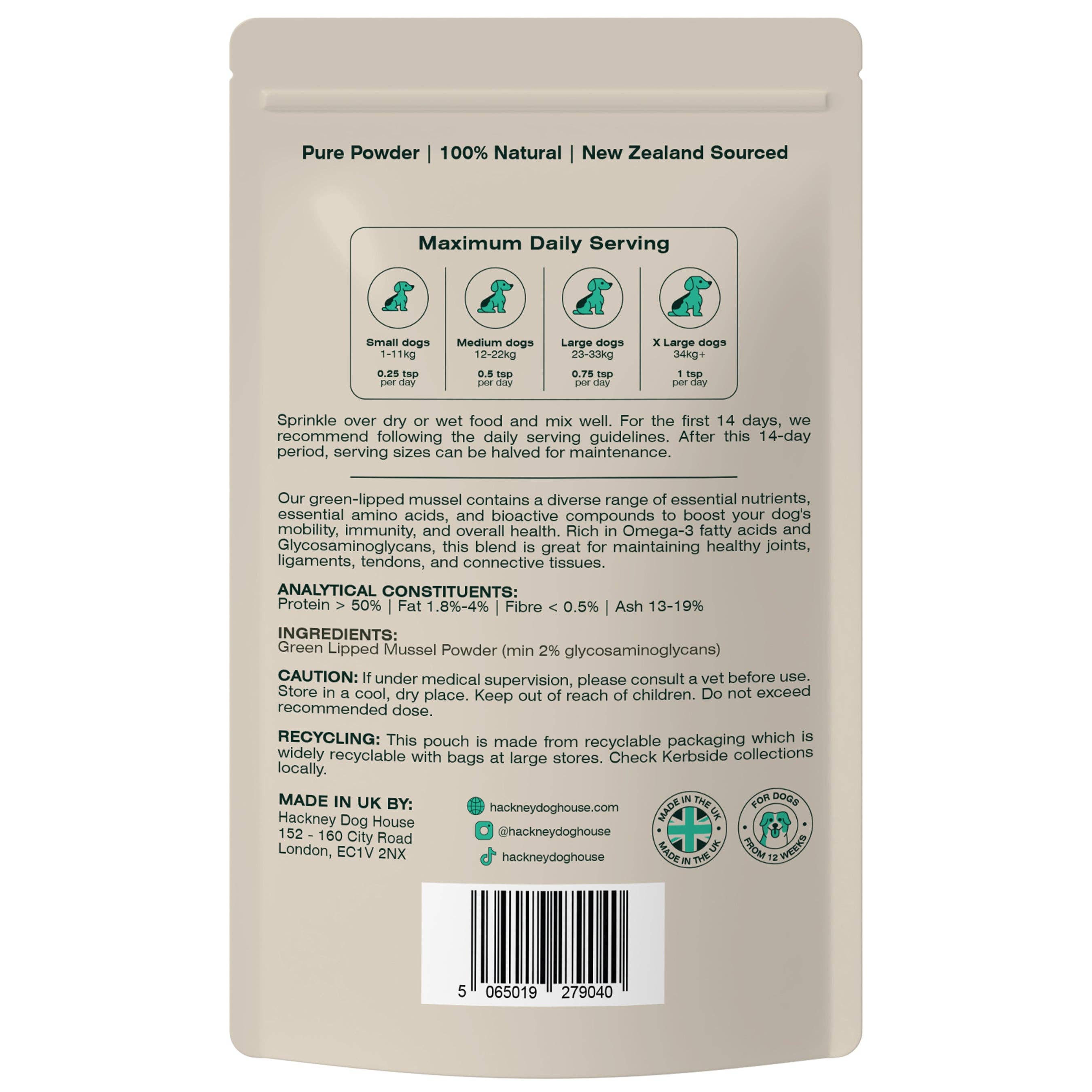 Green Lipped Mussel Powder for Dogs | 80 Servings