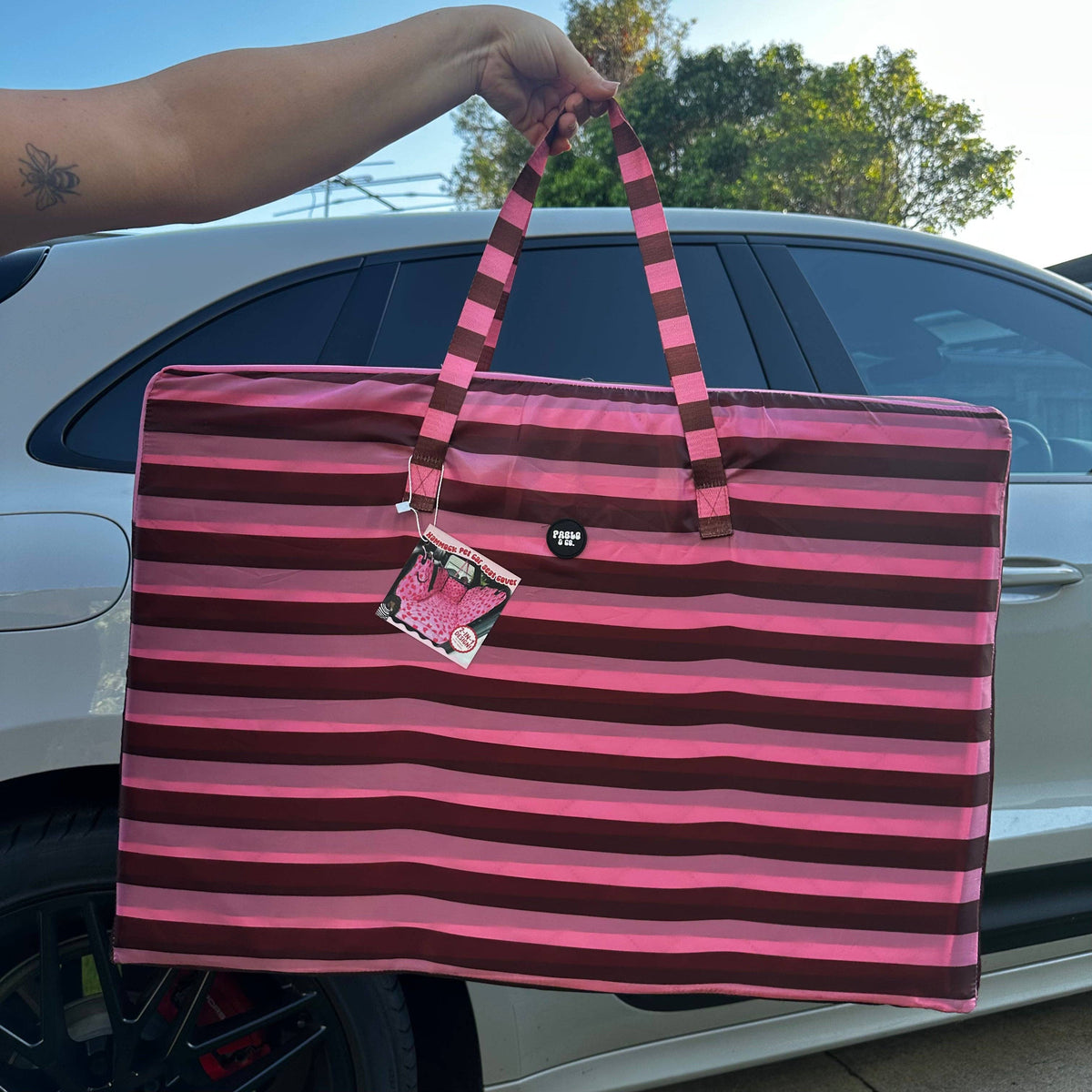 Blushing Stripes: Deluxe Hard Base Hammock Car Seat Cover