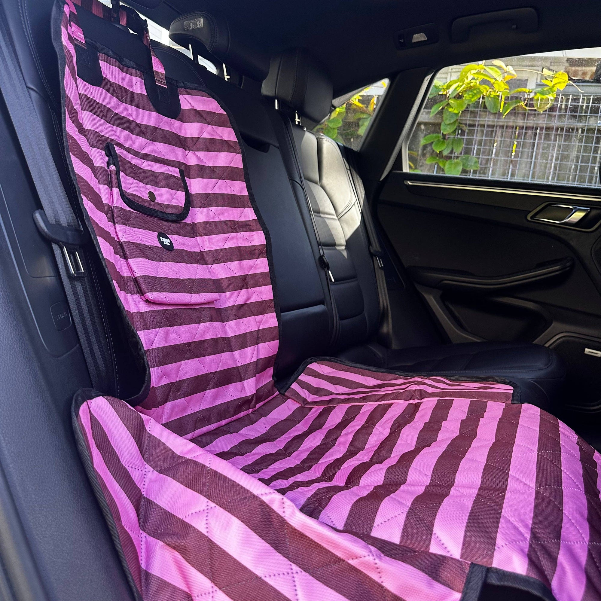 Blushing Stripes: Deluxe Single Car Dog Seat Cover