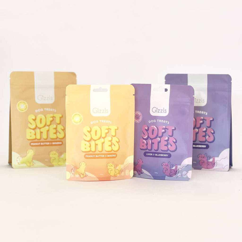Gizzls Soft Bites Peanut Butter & Banana Dog Treats (150g)