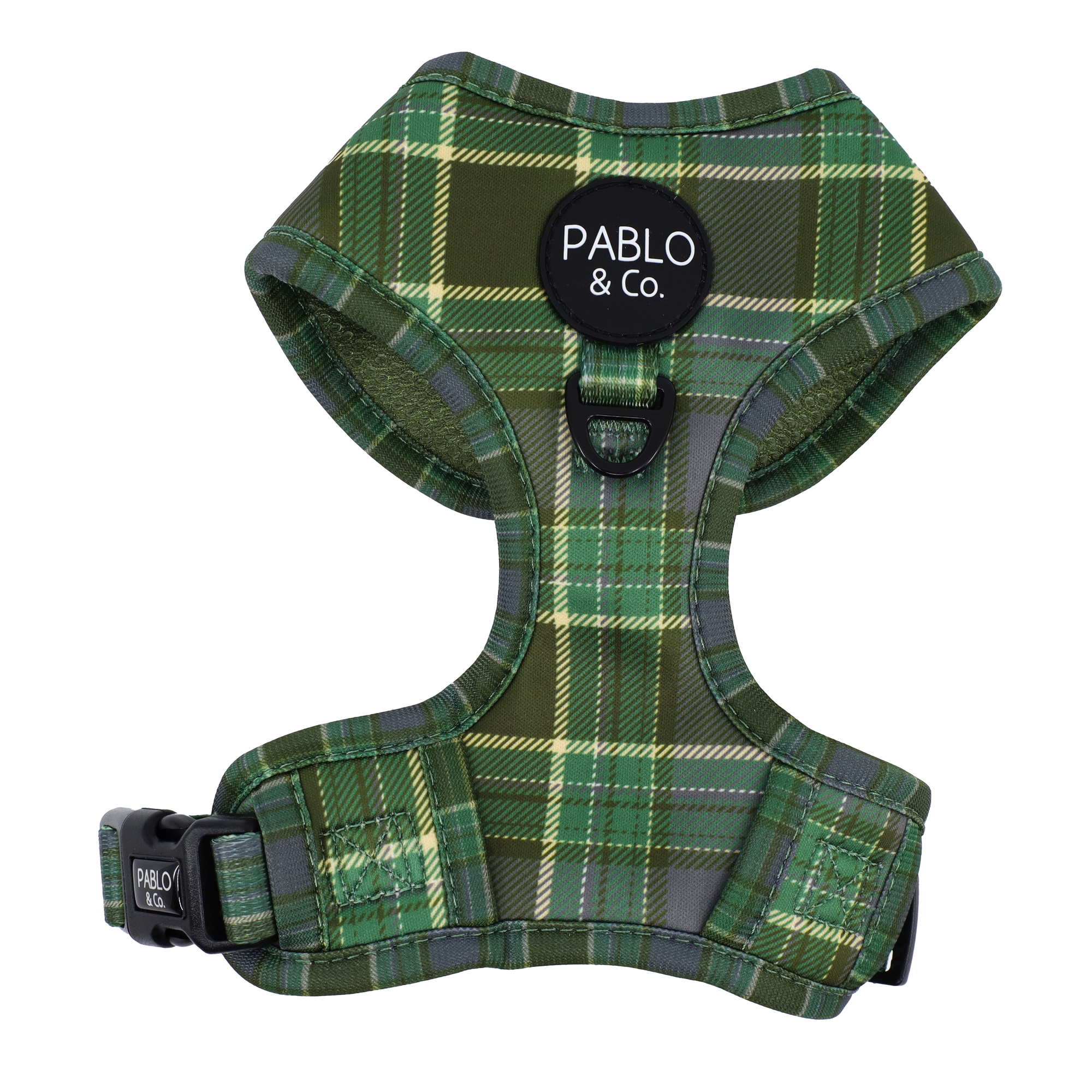 Green Plaid Adjustable Dog Harness