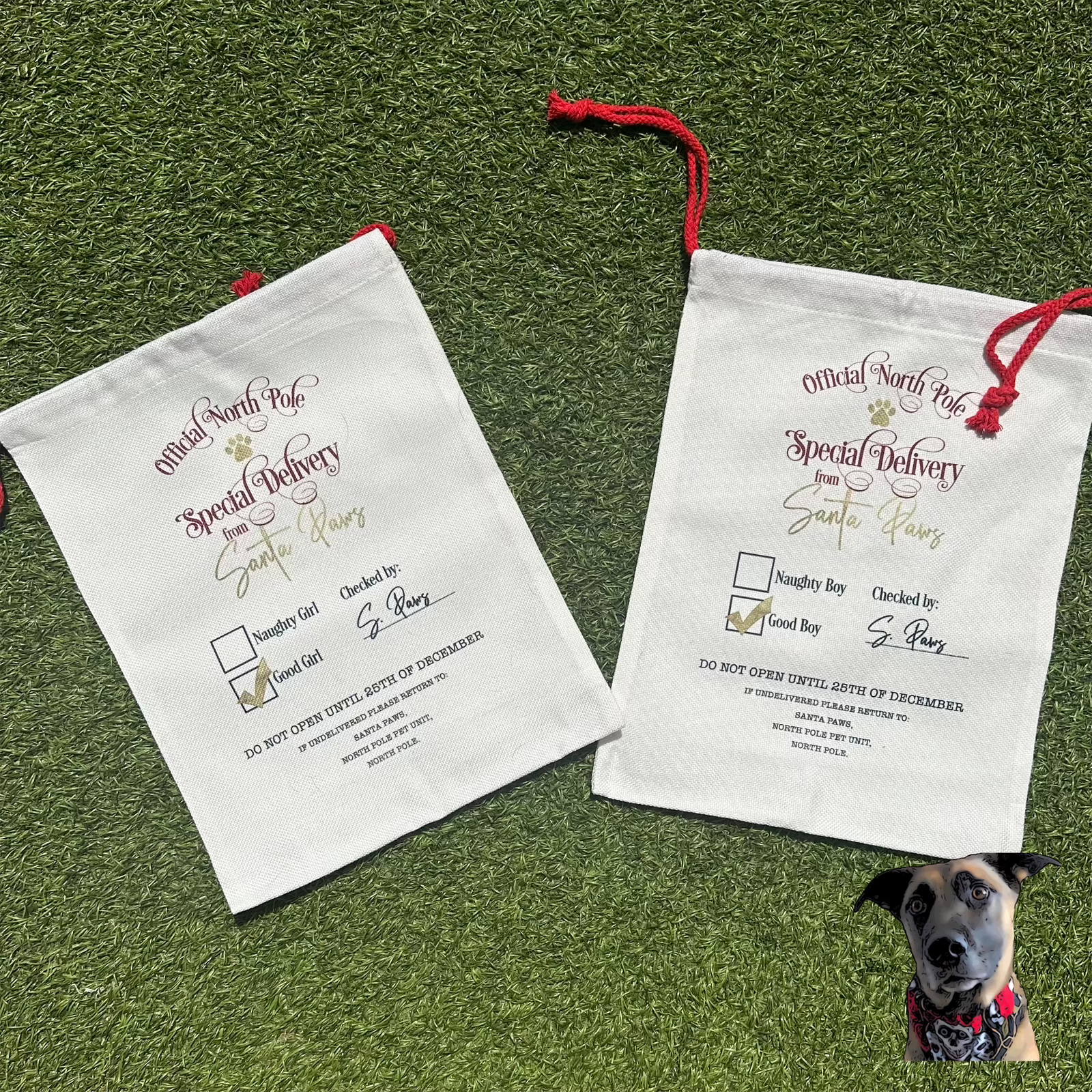 Pet Stocking/Santa Sacks - Santa Paws/Claws - Good Boy/Girl
