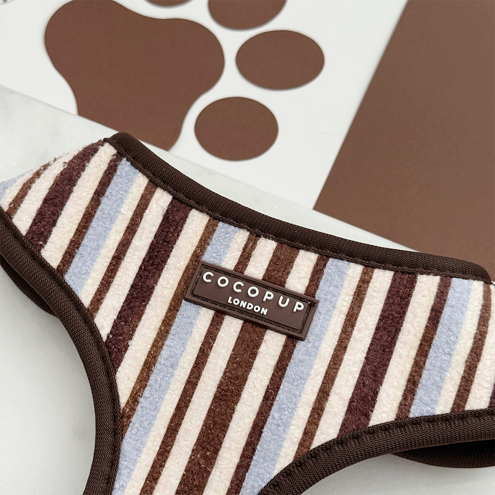 Brown & Blue Stripes Adjustable Neck  Dog HARNESS