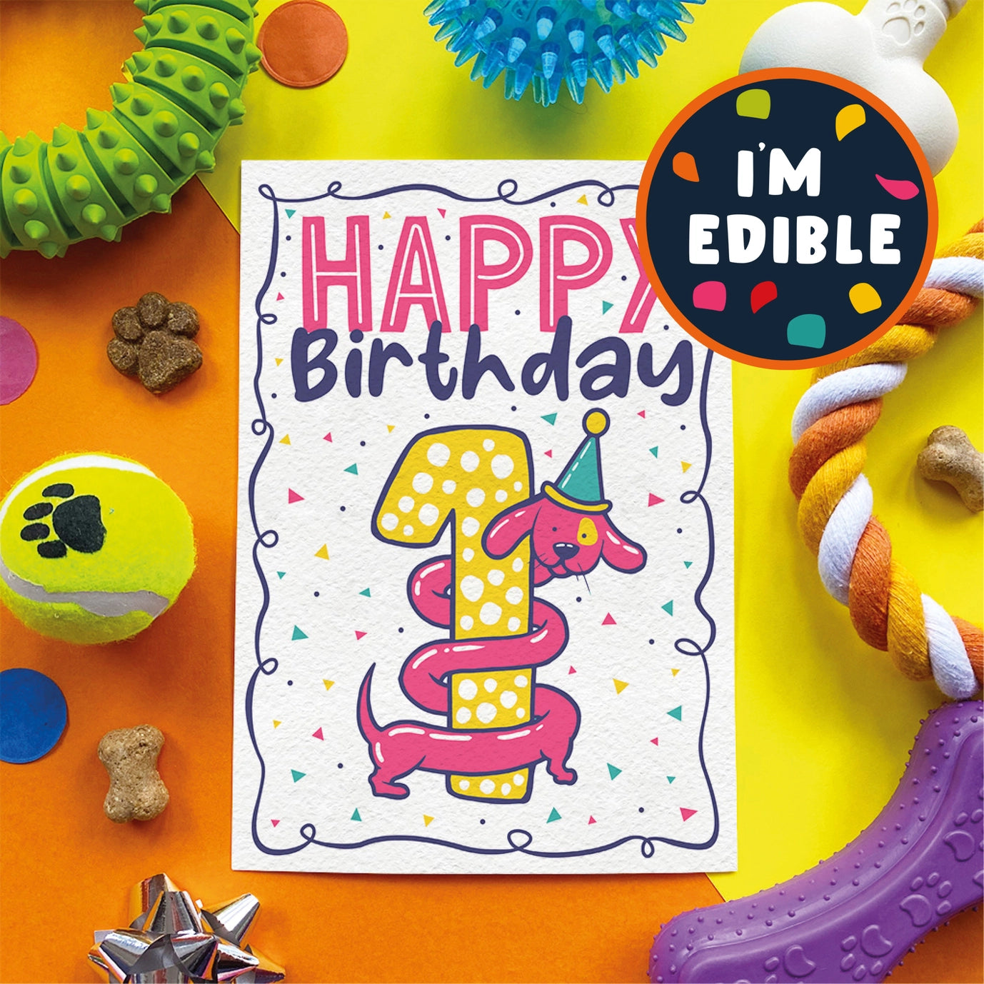 Edible Happy Birthday 1 Card (Bacon)