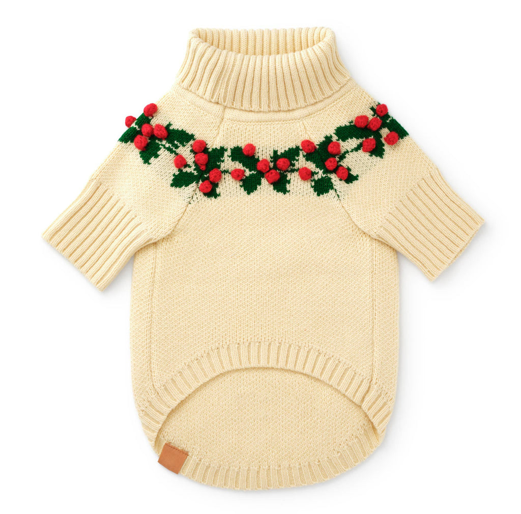 Holly Bobble Holiday Dog Sweater