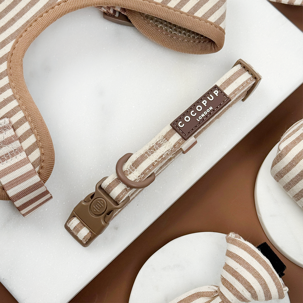 London Linen Stripes Dog Collar