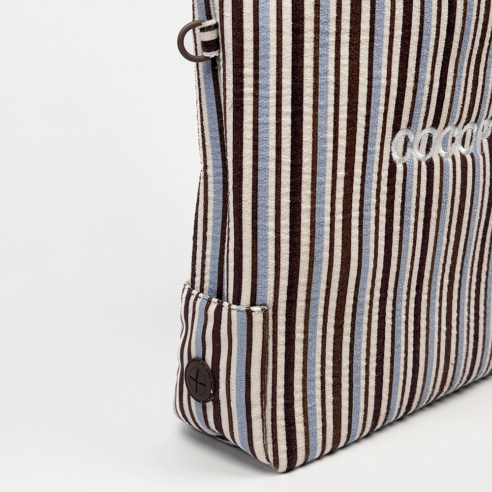 Tote Bag - Brown & Blue Stripes