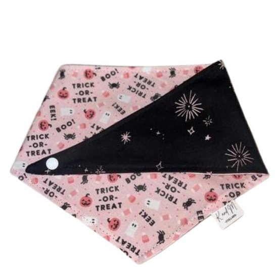 Load image into Gallery viewer, Pink trick or treat reversible bandana
