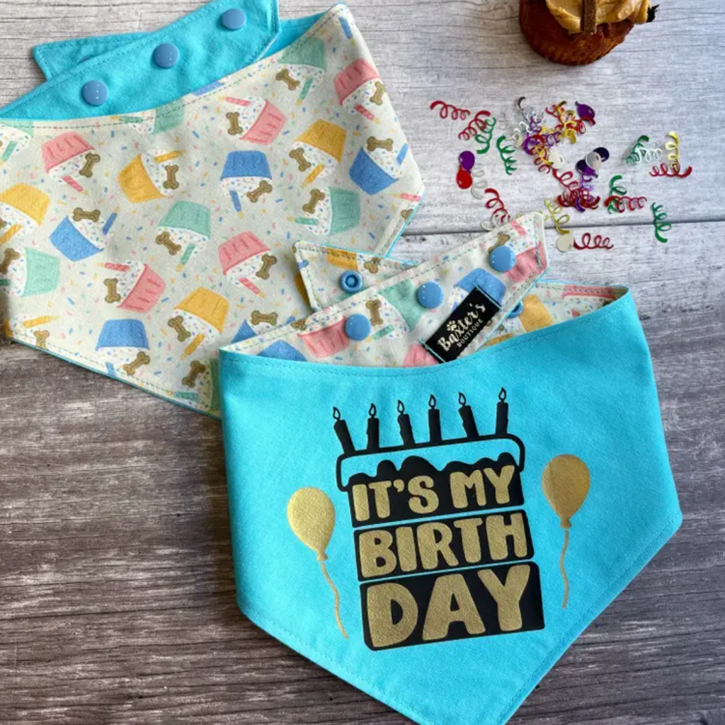 It's my Birthday Reversible Bandana (blue)