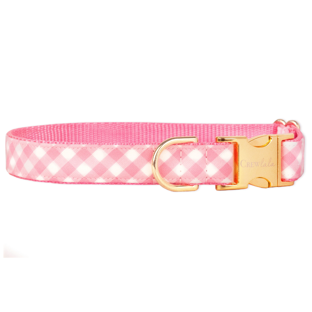 Baby Pink picnic plaid belle bow collar