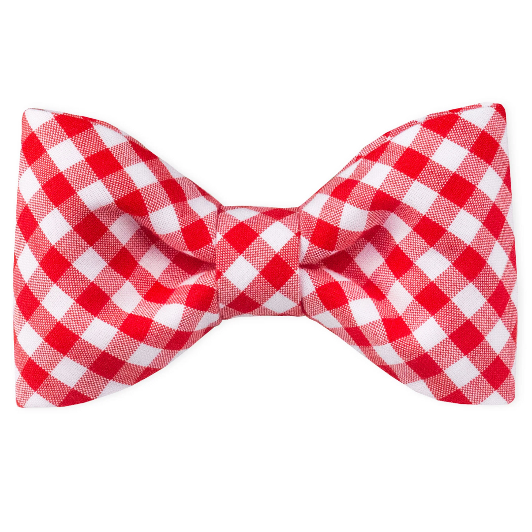 Red Picnic Plaid Bow Tie Collar