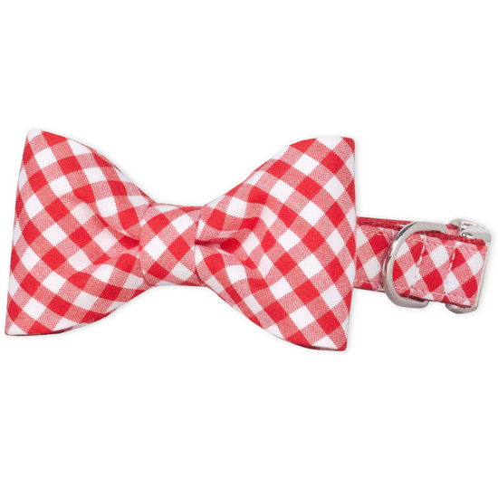 Red Picnic Plaid Bow Tie Collar