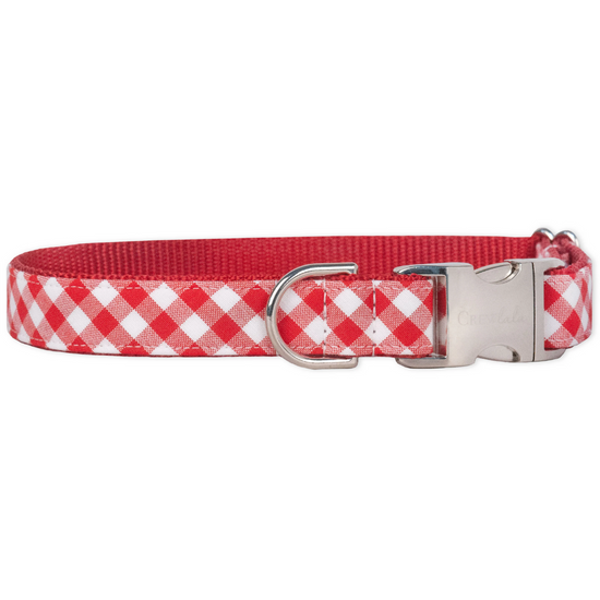 Red picnic plaid bow belle collar